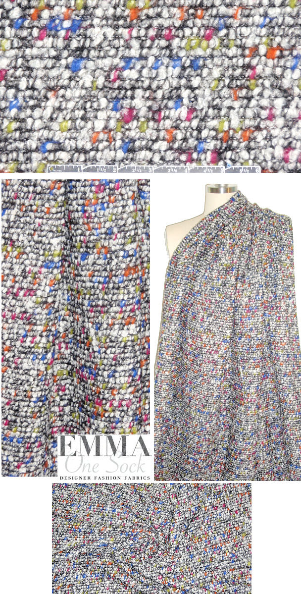 Italian cobalt/tangerine/fuschia boucle' sweater knit