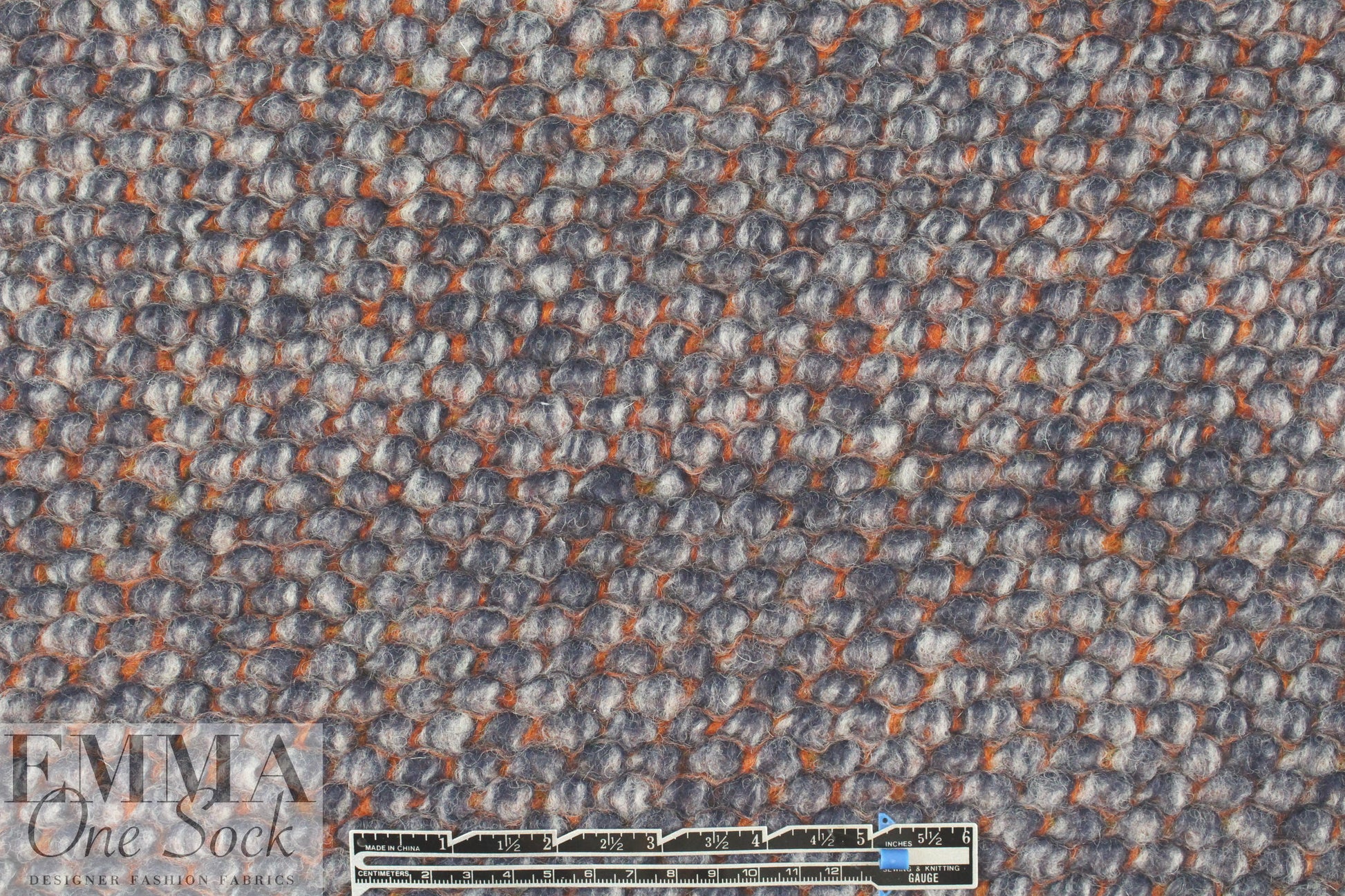 Italian wool boucle' - storm/pumpkin