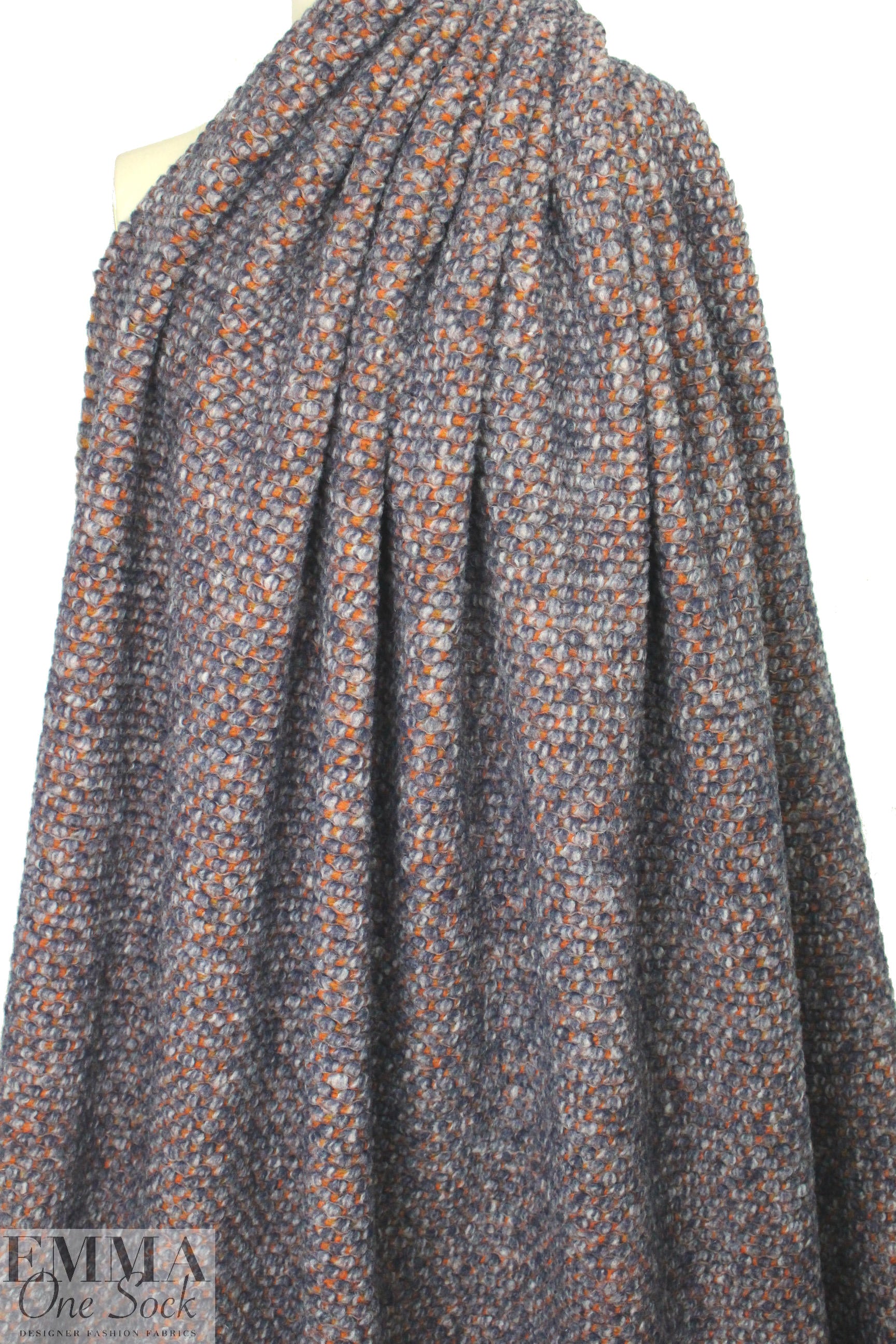 Italian wool boucle' - storm/pumpkin