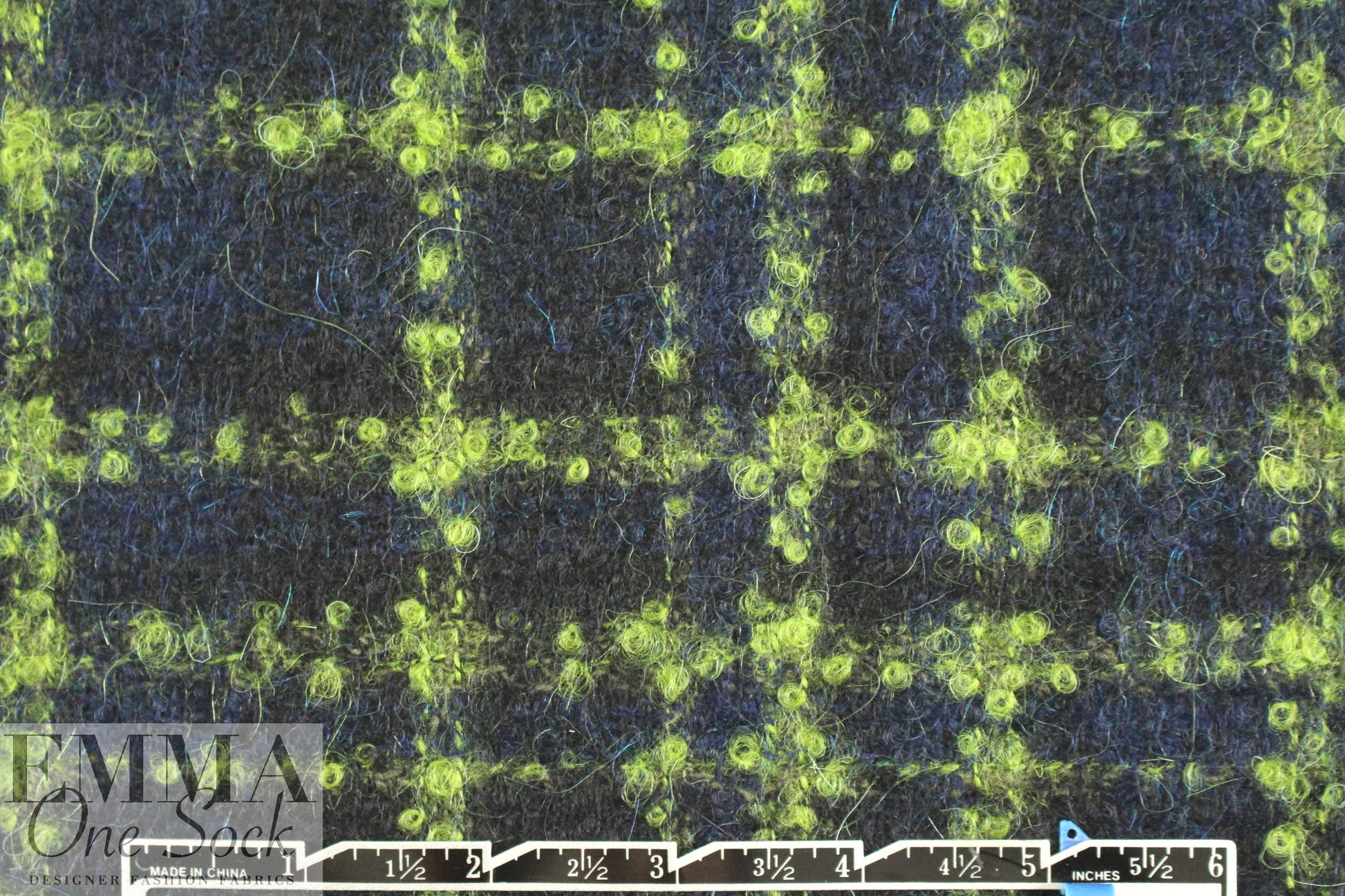 Italian wool/mohair/alpaca boucle' - navy/kiwi