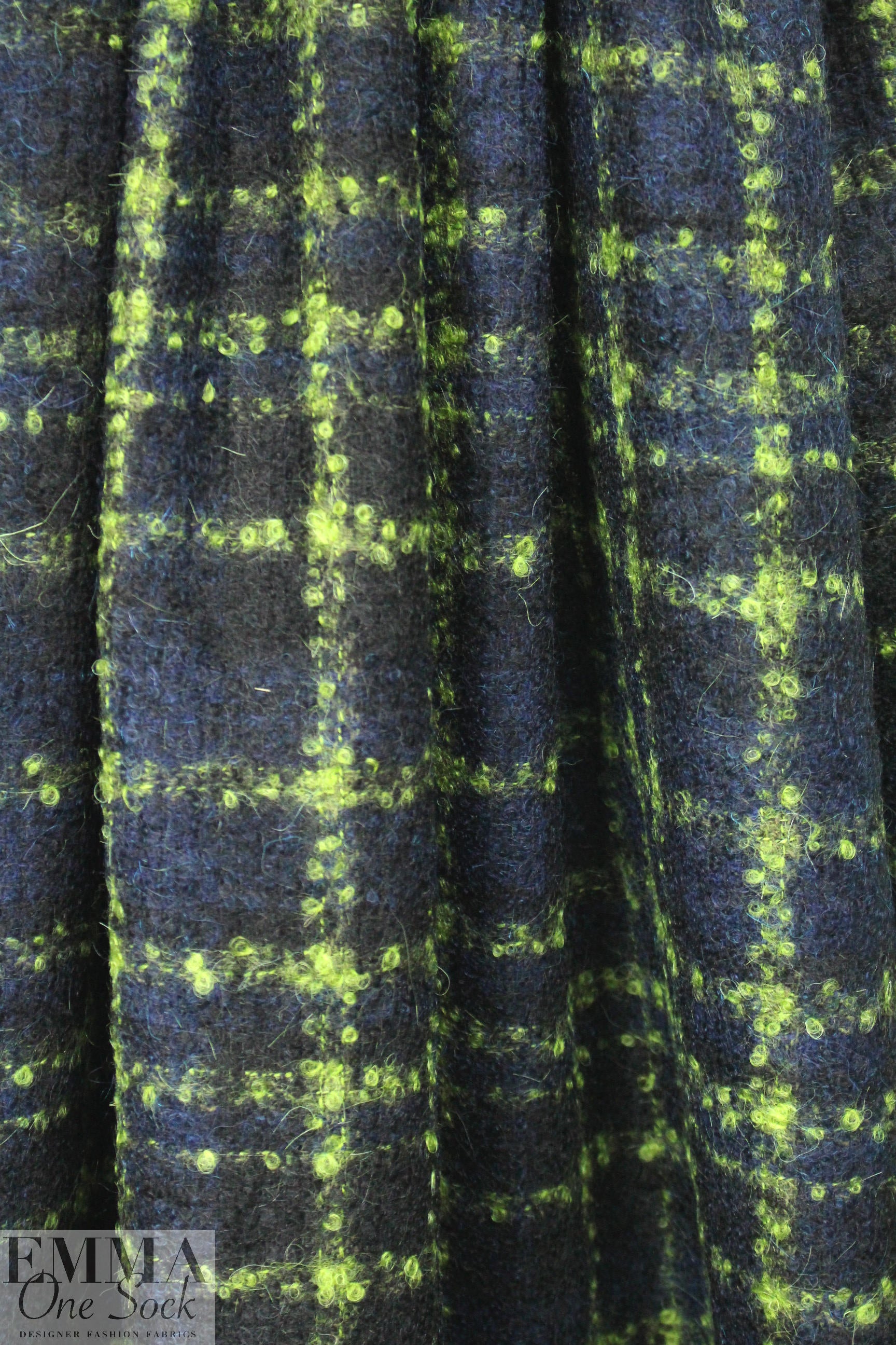 Italian wool/mohair/alpaca boucle' - navy/kiwi
