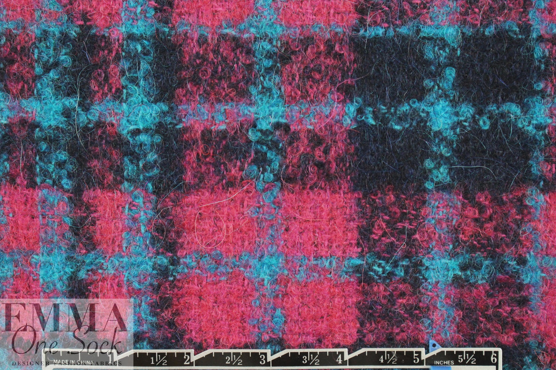 Italian wool/mohair/alpaca boucle' - pink/sky 2 yd