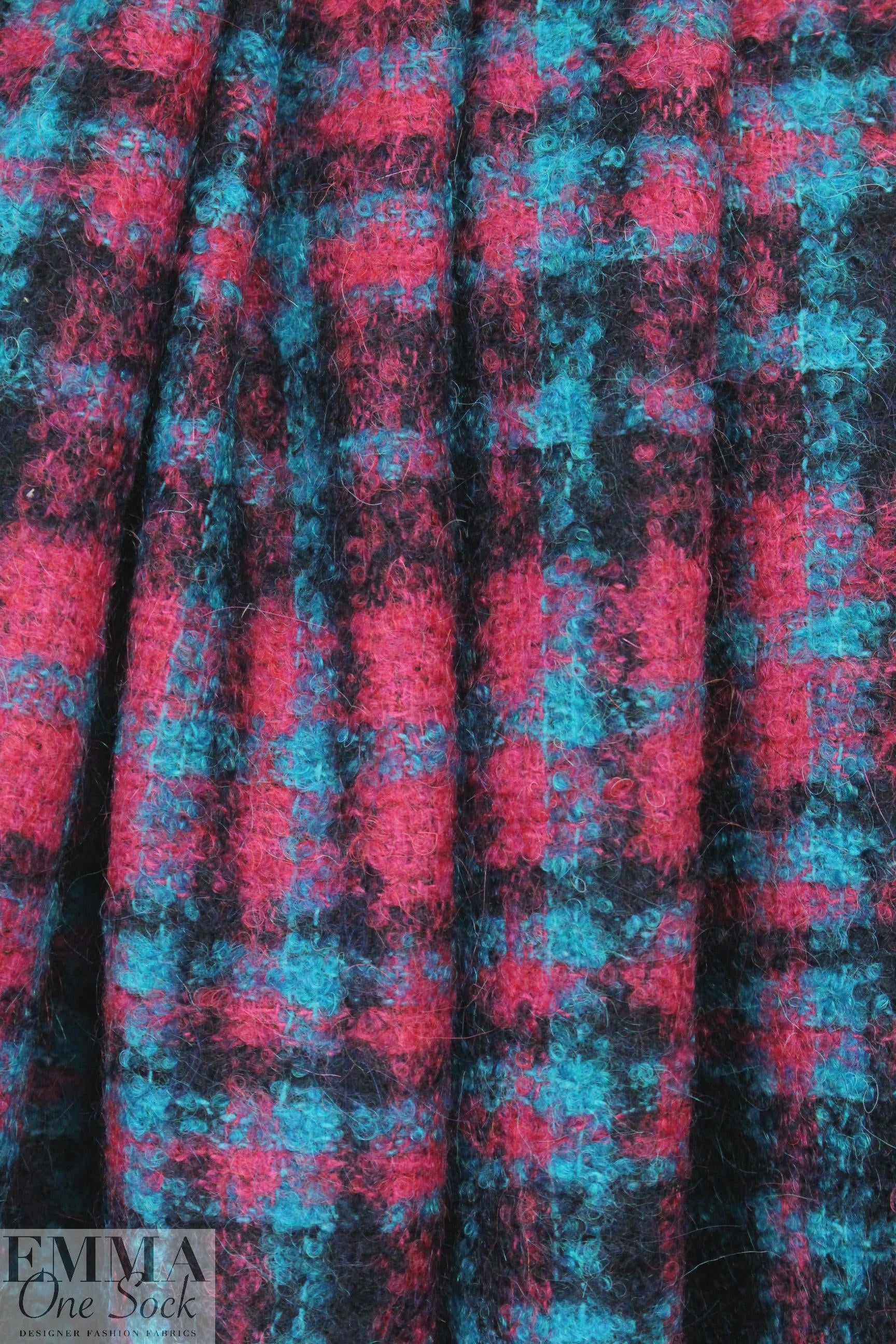Italian wool/mohair/alpaca boucle' - pink/sky 2 yd