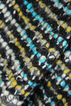 Italian wool blend 2-ply boucle' - turq/gold/black .625 yds