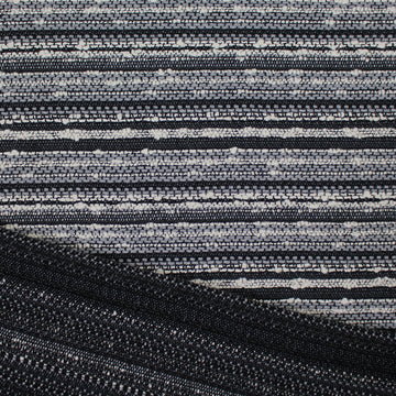 Italian cotton novelty weave textured stripe - ecru/gray/black 1 yard