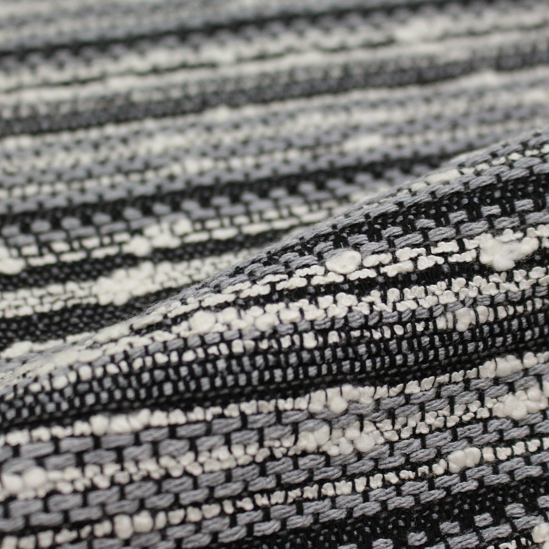 Italian cotton novelty weave textured stripe - ecru/gray/black 1 yard