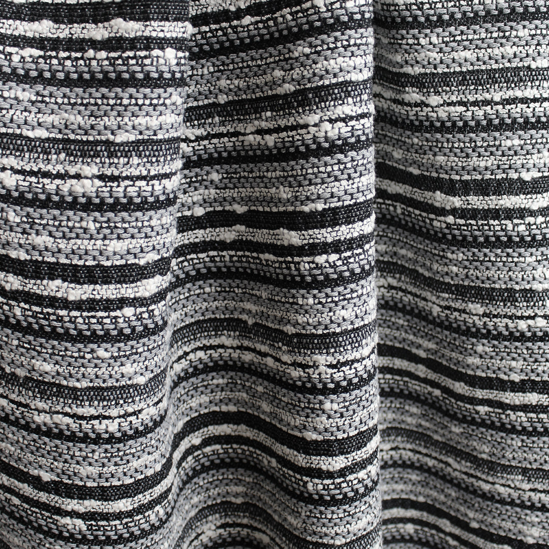 Italian cotton novelty weave textured stripe - ecru/gray/black 1 yard