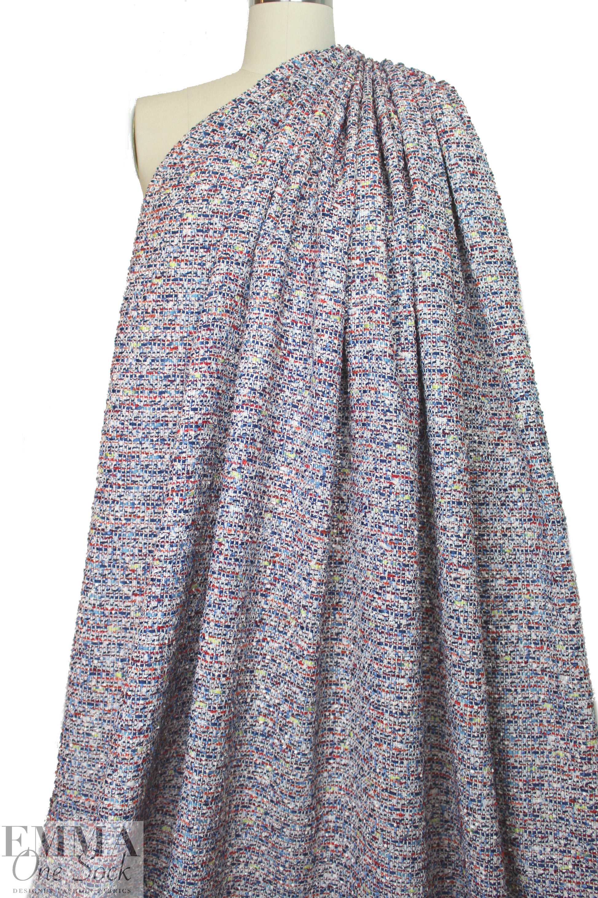 'Chanel tweed' sparkly boucle' - blue/red 1.625 yd