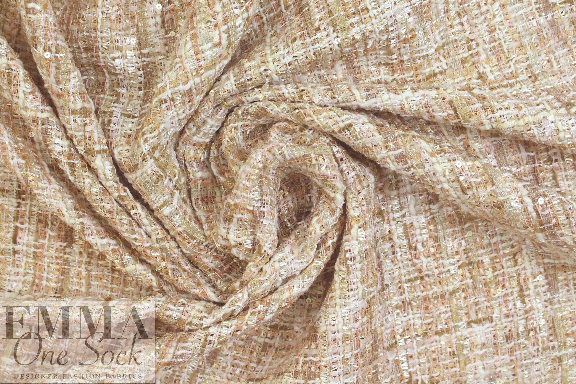 'Chanel tweed' sparkly boucle' - ivory/blush 1.25 yds
