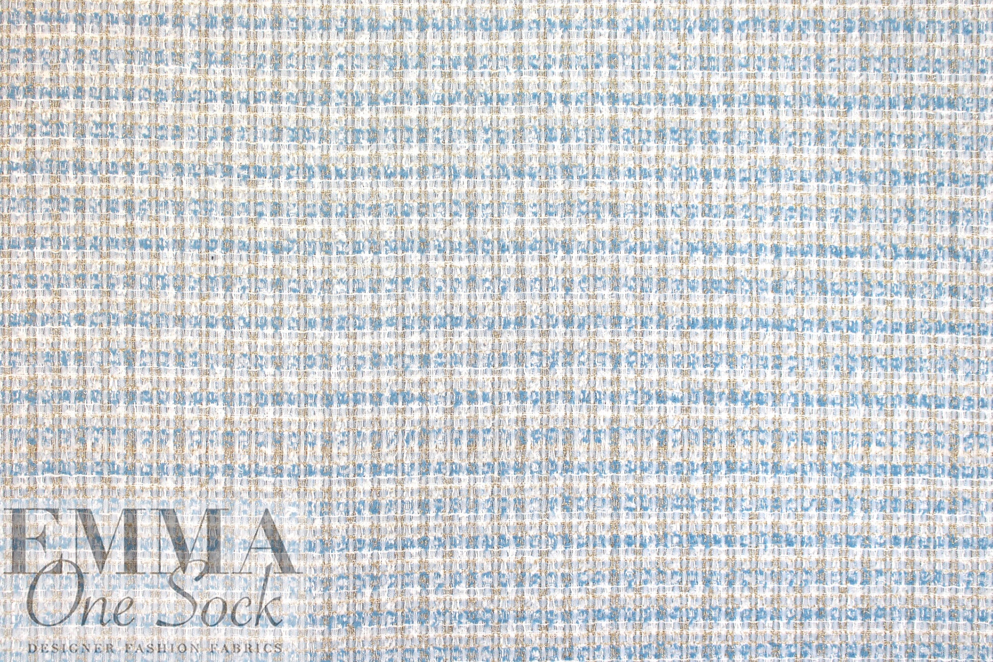 'Chanel-style'  sparkly boucle' - sky/silver/gold 2.5 yd