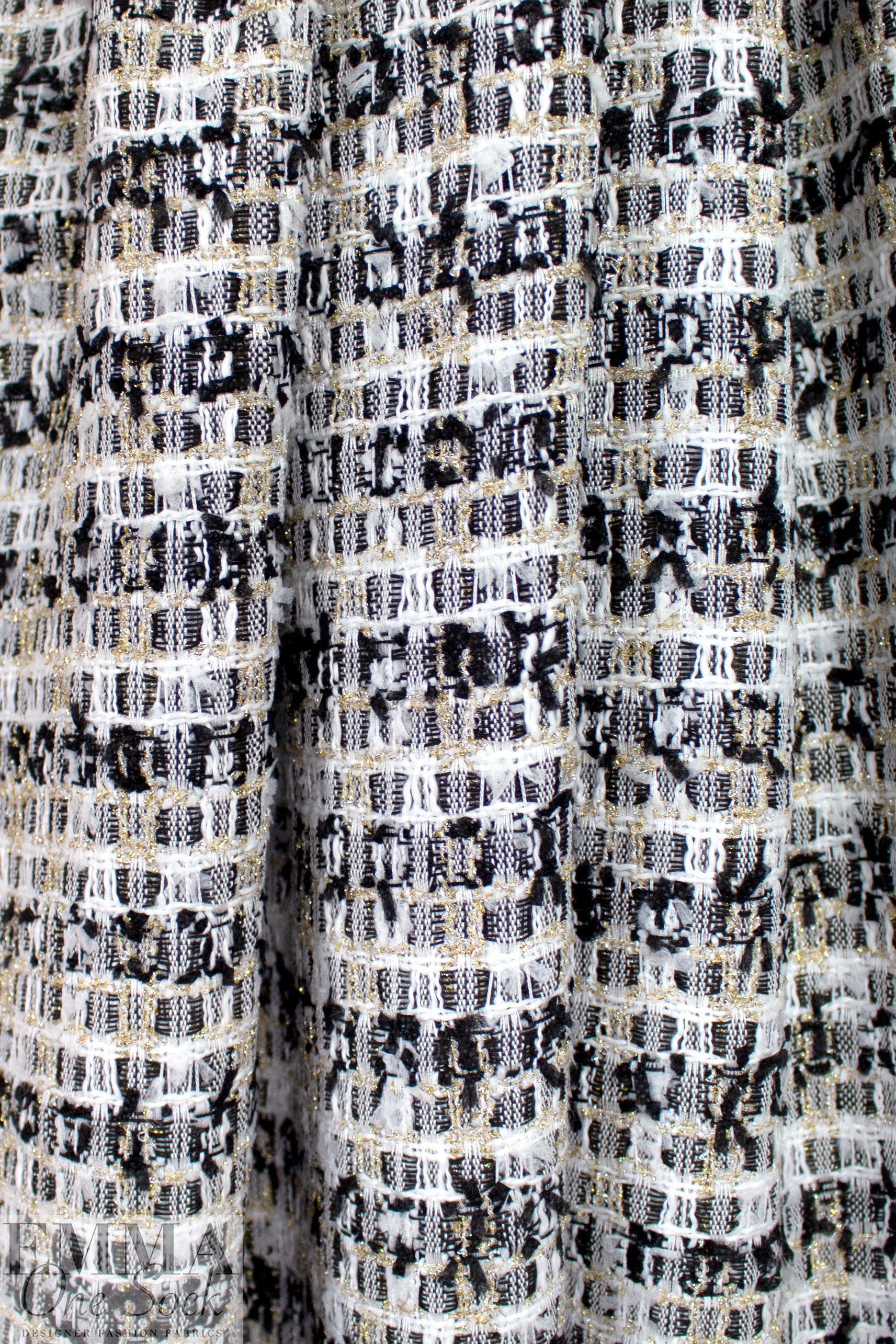 'Chanel-style' sparkly boucle' - black/white/gold 1.625 yd