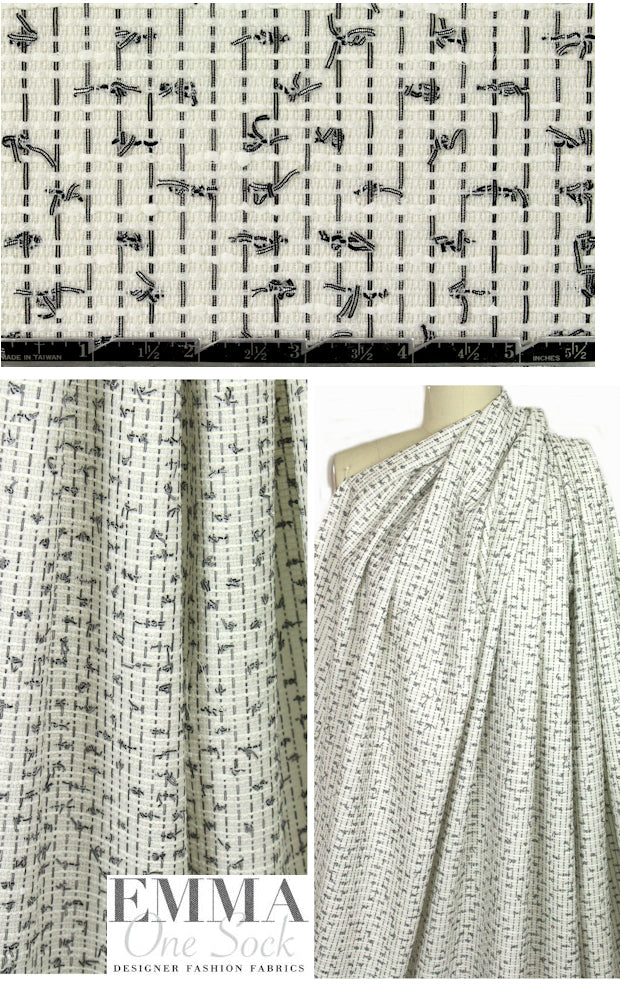 Italian fancy yarn ribbon boucle' - white/black 2.25 yds