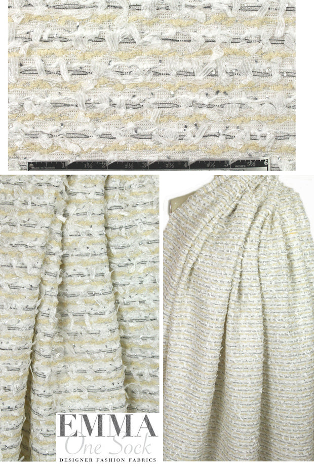 Italian fancy yarn ribbon boucle' - cream/ivory