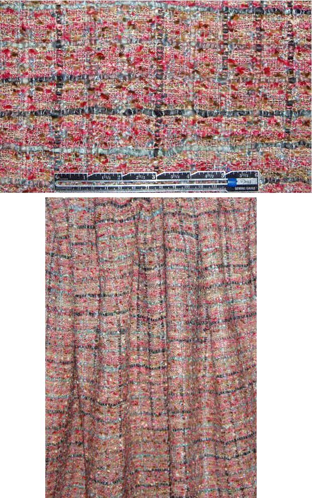 French-style tweed viscose boucle' - blue/pink