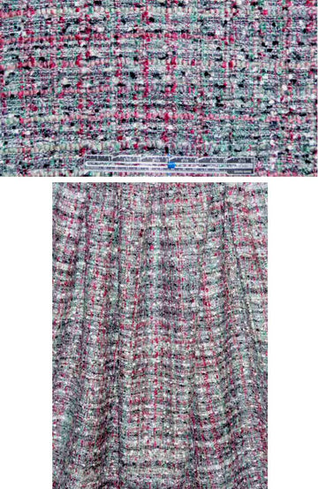 French-style tweed viscose boucle' - eucal./rose 1.625 yd