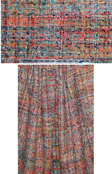 French-style tweed viscose boucle' - poppy/spruce