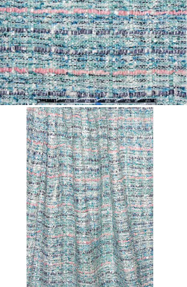 French-style tweed viscose boucle' - blue ice/pink