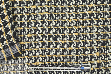 famous designer wool blend plaid boucle' - midnight/hay