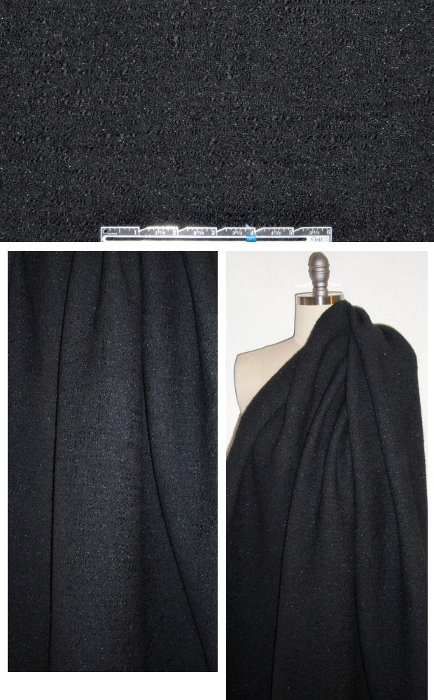 DKNY Italian black vertical stretch double boucle' 1.375 yd