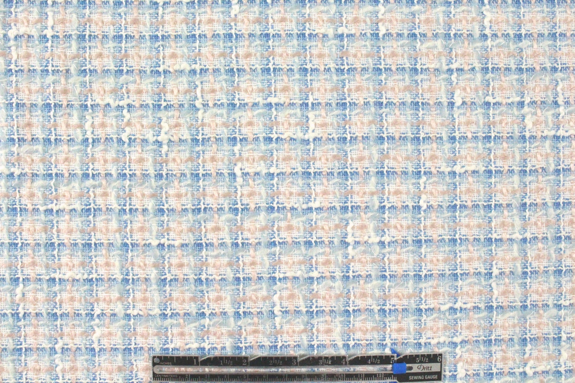 Italian  cotton blend textured plaid suiting - blue/peach