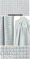 Italian  cotton blend textured plaid suiting - blue/peach