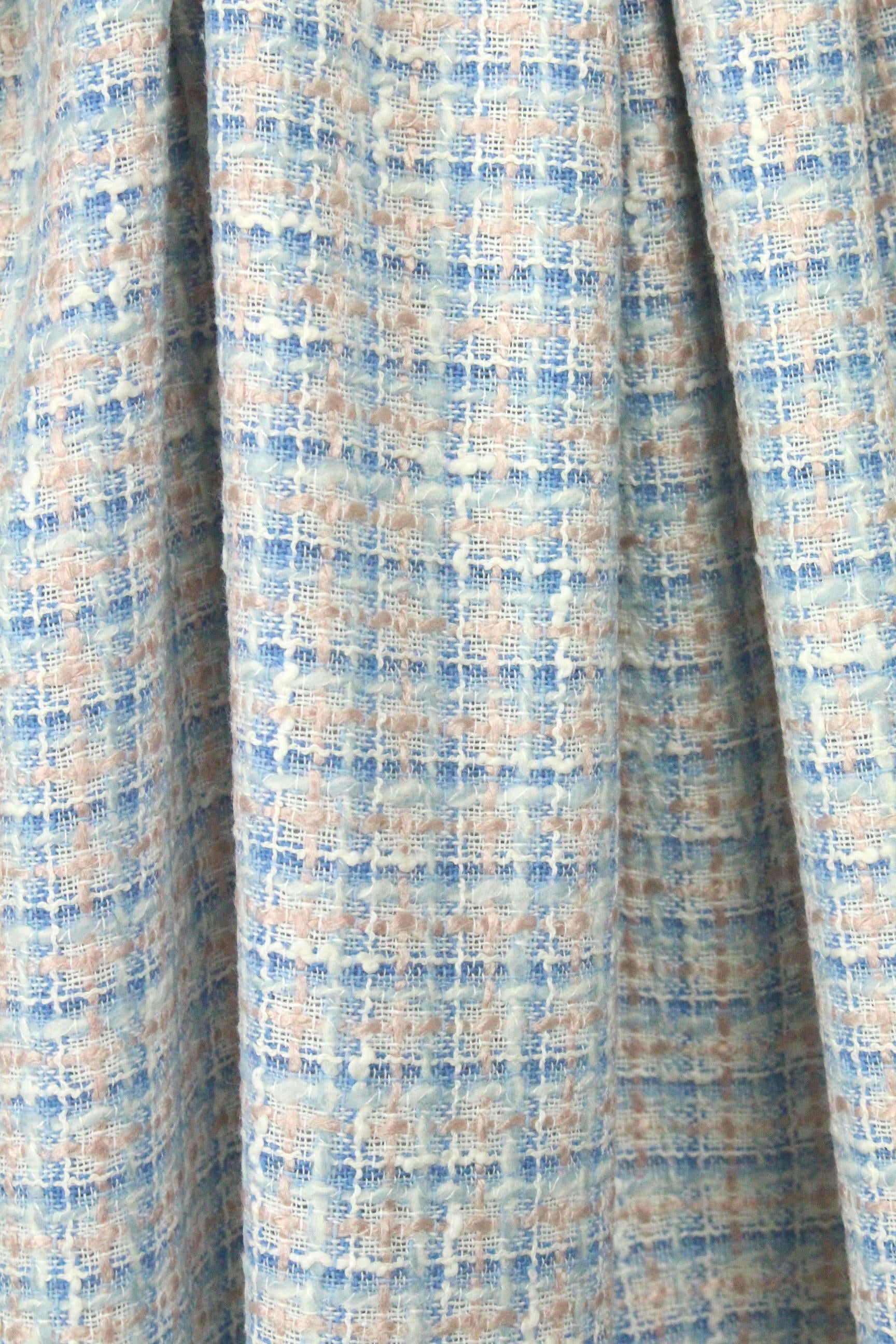 Italian  cotton blend textured plaid suiting - blue/peach