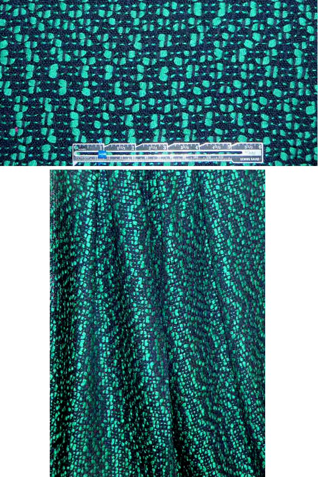 Italian midnight/kelly fancy boucle suiting 1.33 yds