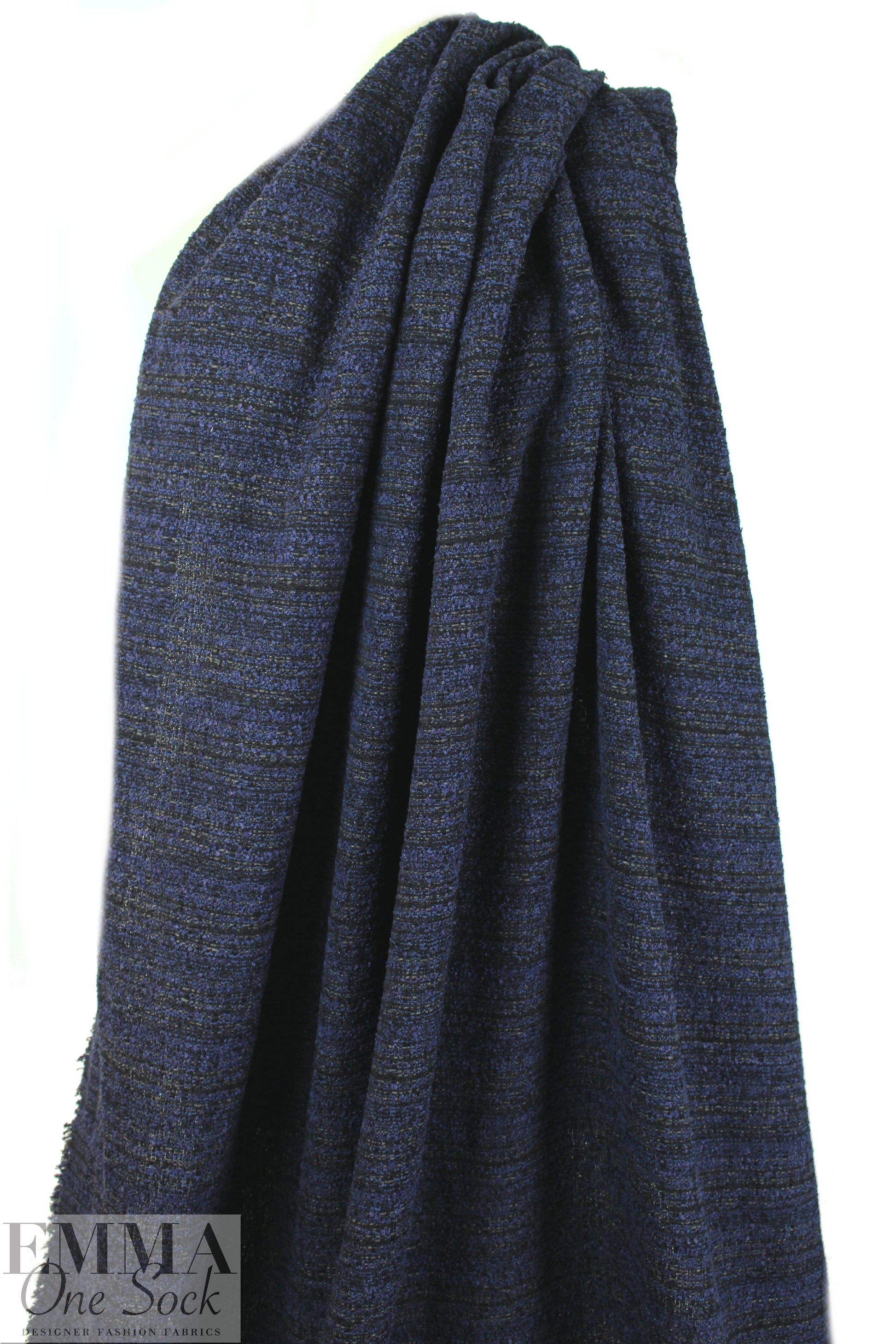 Italian sapphire/black boucle' stripey suiting