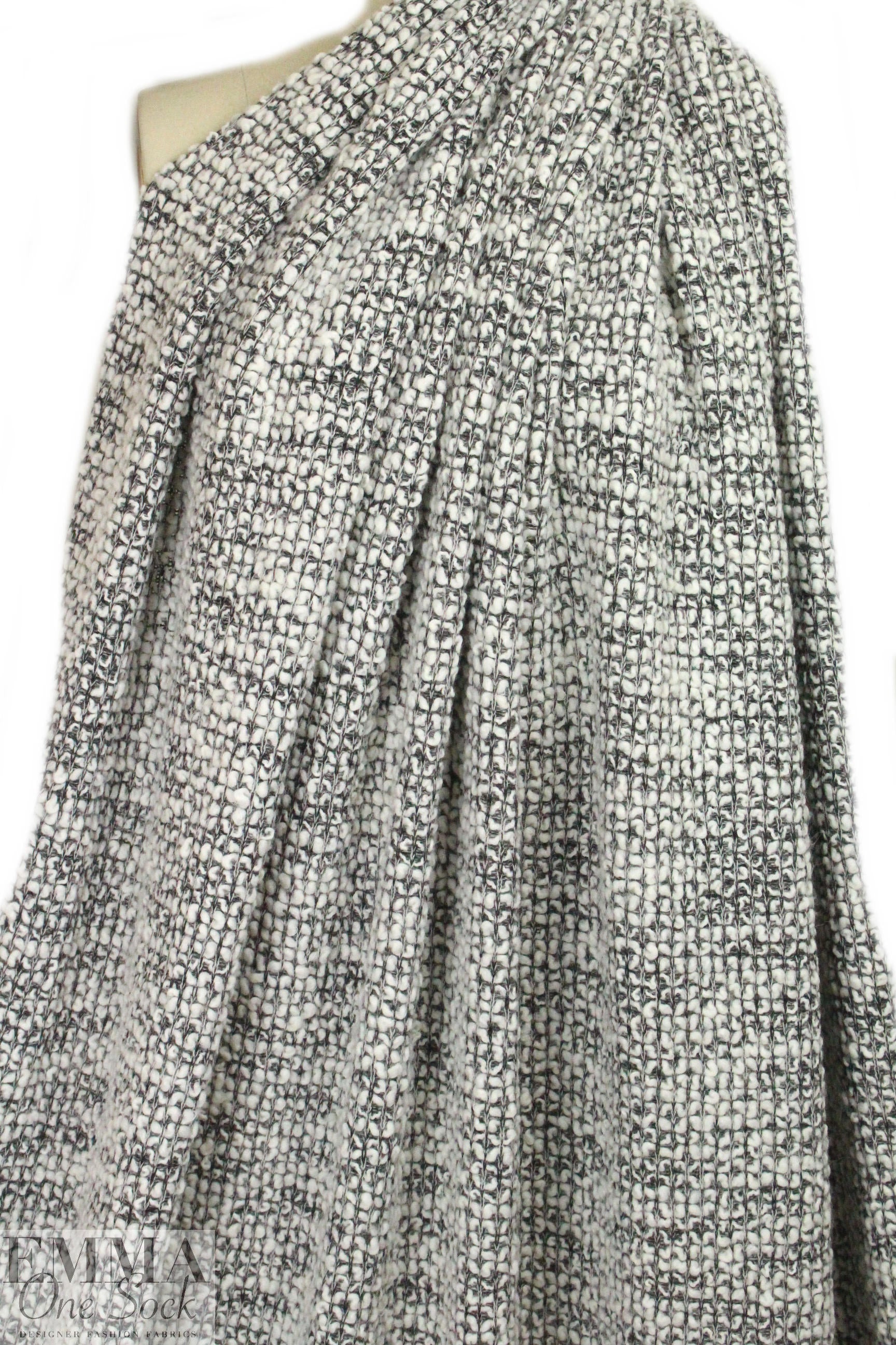 NY designer black/white wavy boucle' sweater knit .75 yds
