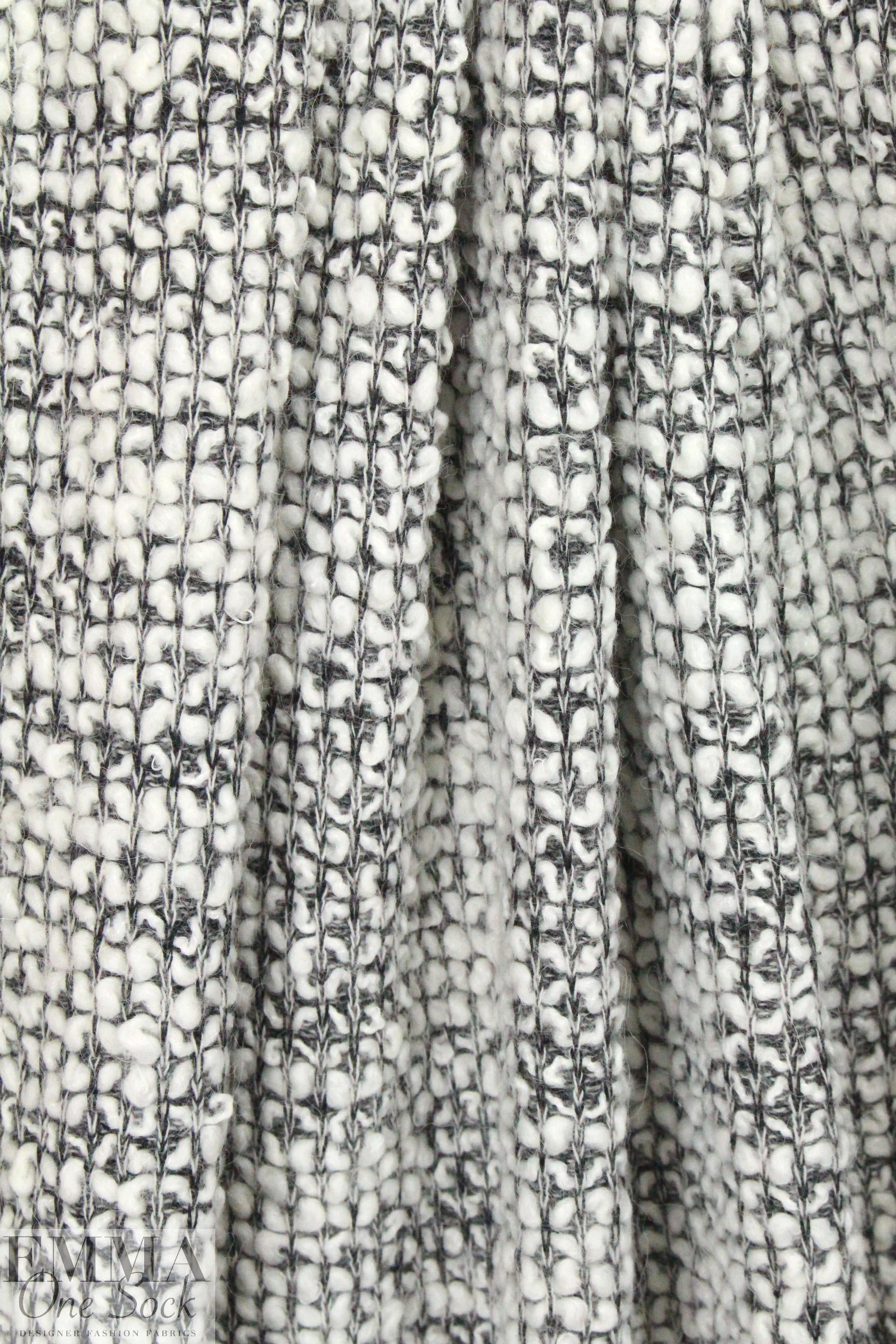 NY designer black/white wavy boucle' sweater knit .75 yds