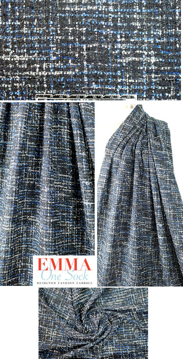 NY designer tweedy novelty boucle' - blue midnight