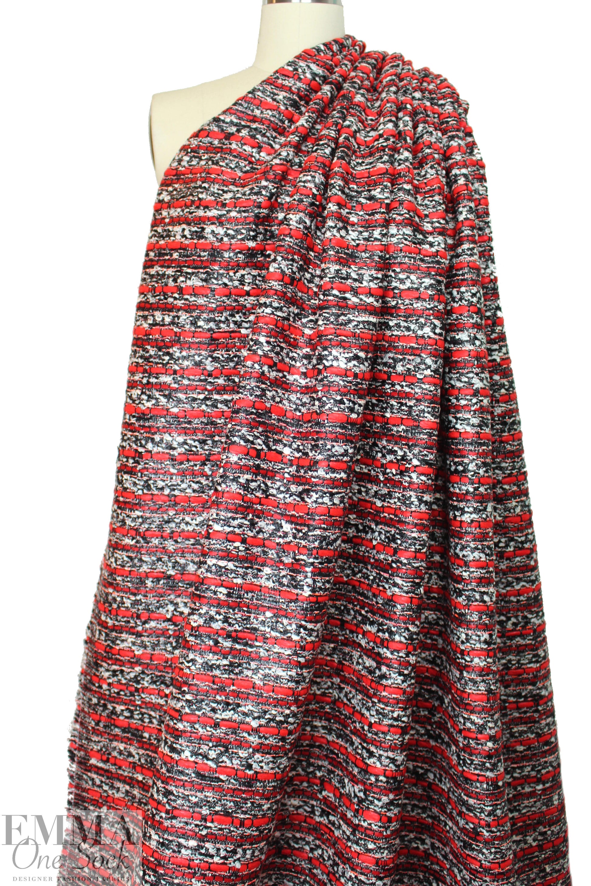 Italian novelty boucle' 'glazed look' - red/black/white