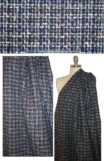 Mi11y blue/black/ivory fancy weave boucle' 1.875 yd