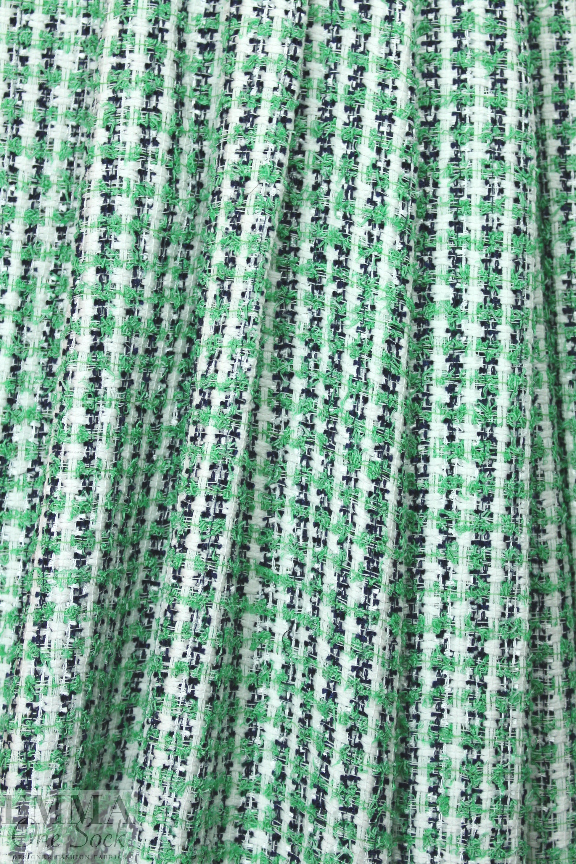 famous designer cotton blend boucle' - green/black/white