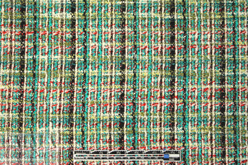 famous designer wool boucle' - malachite/red