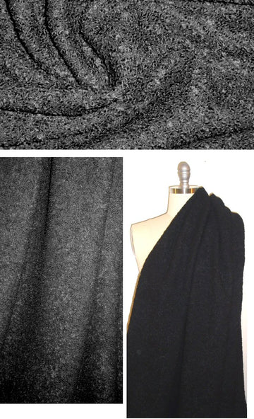 Italian thick wool boucle woven - black 1.15 yds