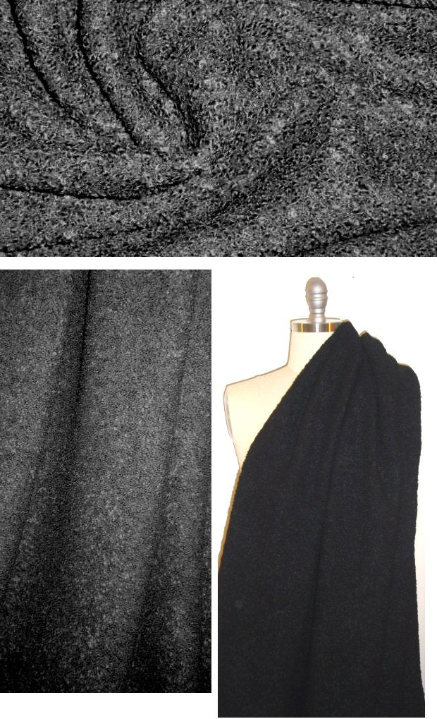 Italian thick wool boucle woven - black 1.66 yd