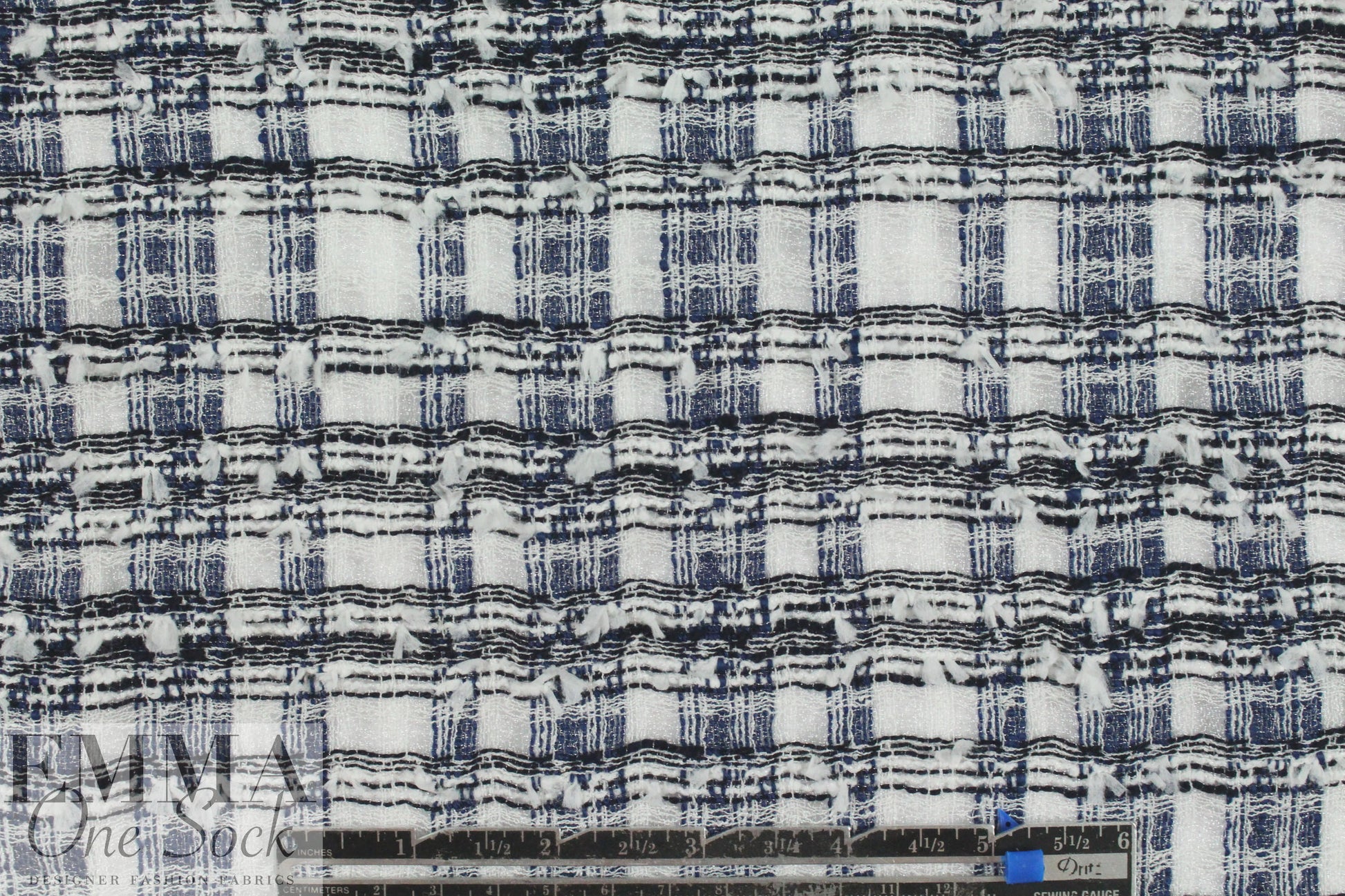 3.1 Phi11ip Lim navy/white boucle plaid woven 1.625 yd