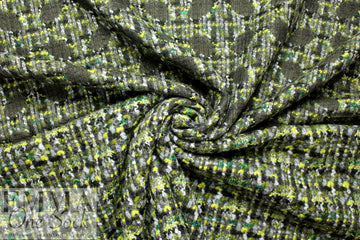 Italian wool blend boucle' jacquard - shades of green .75 yds