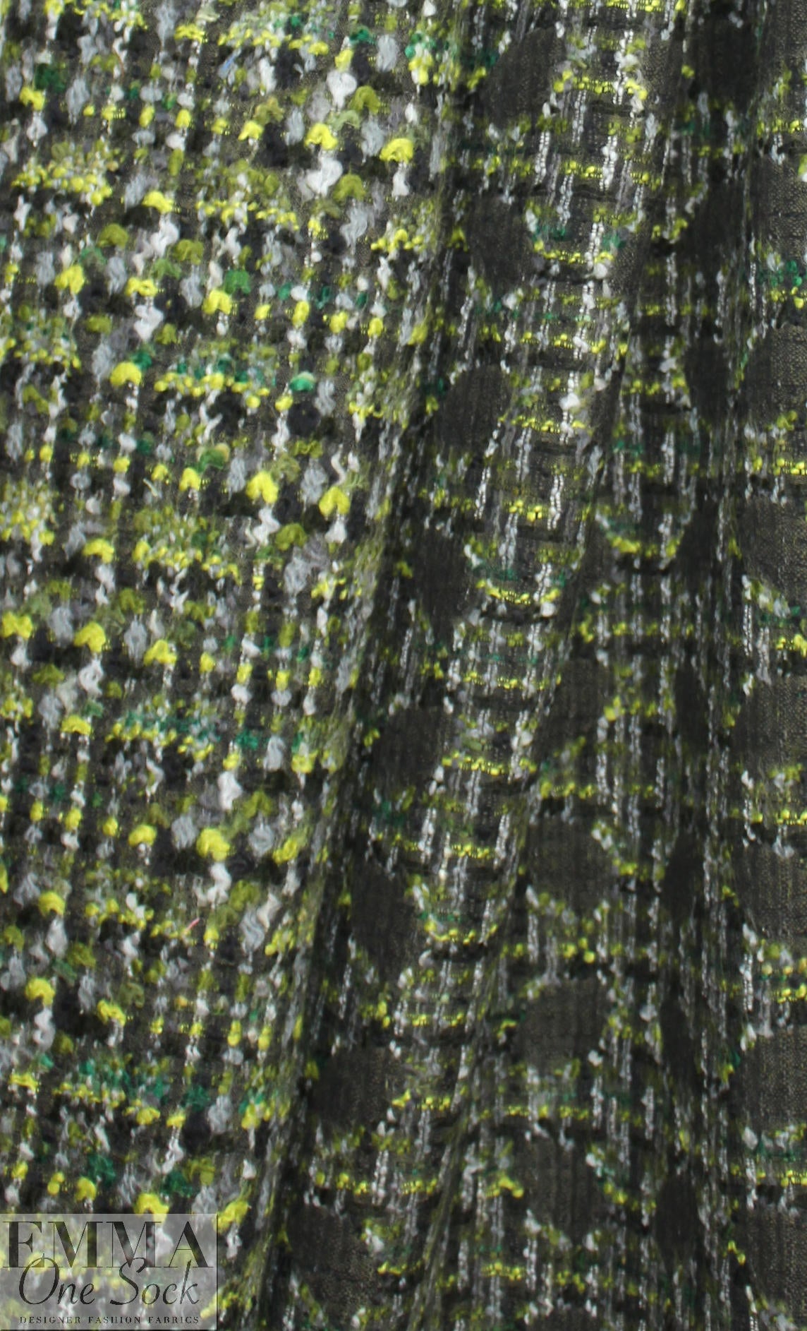 Italian wool blend boucle' jacquard - shades of green .75 yds
