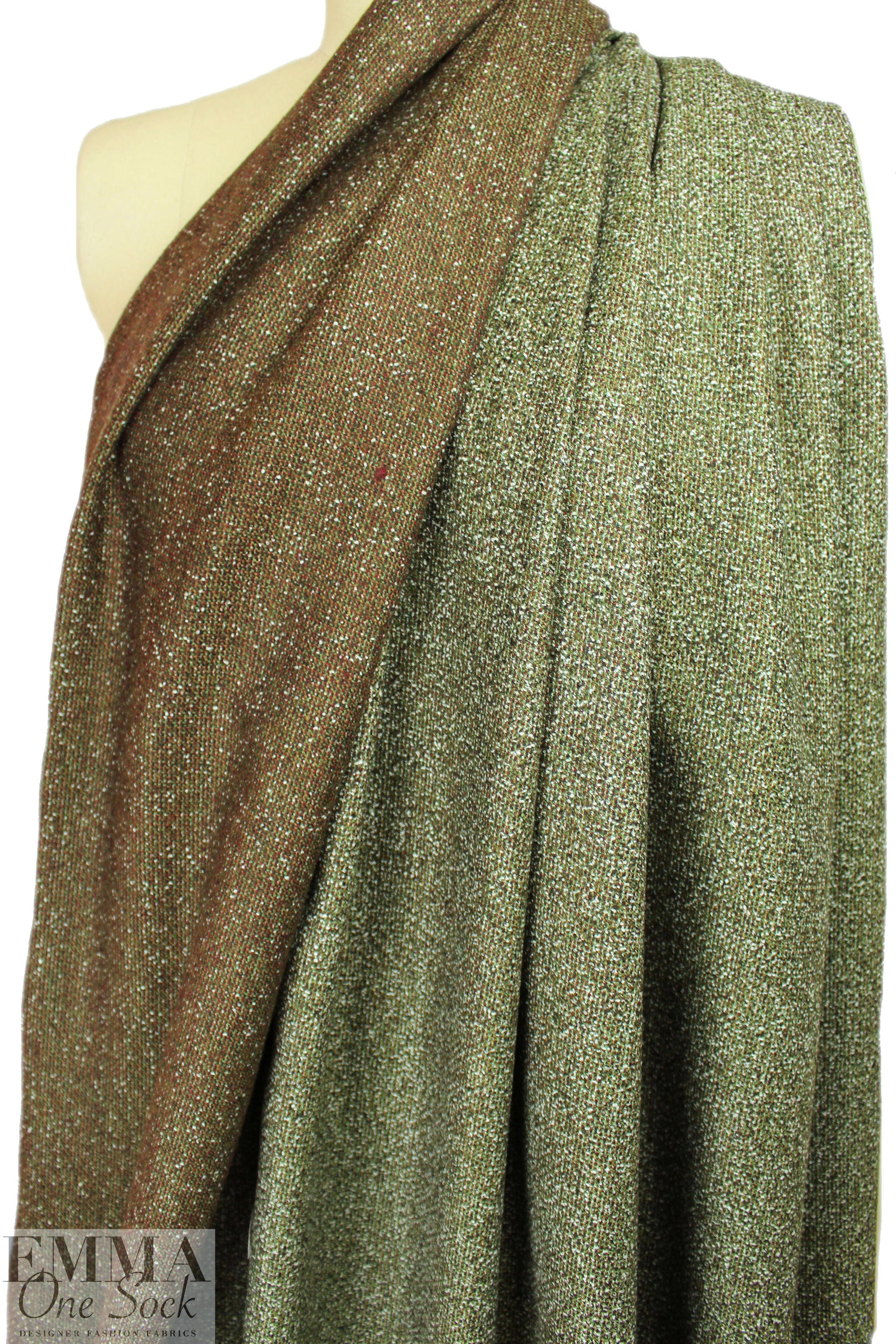 Italian wool tweed/boucle' suiting - leaf/burgundy