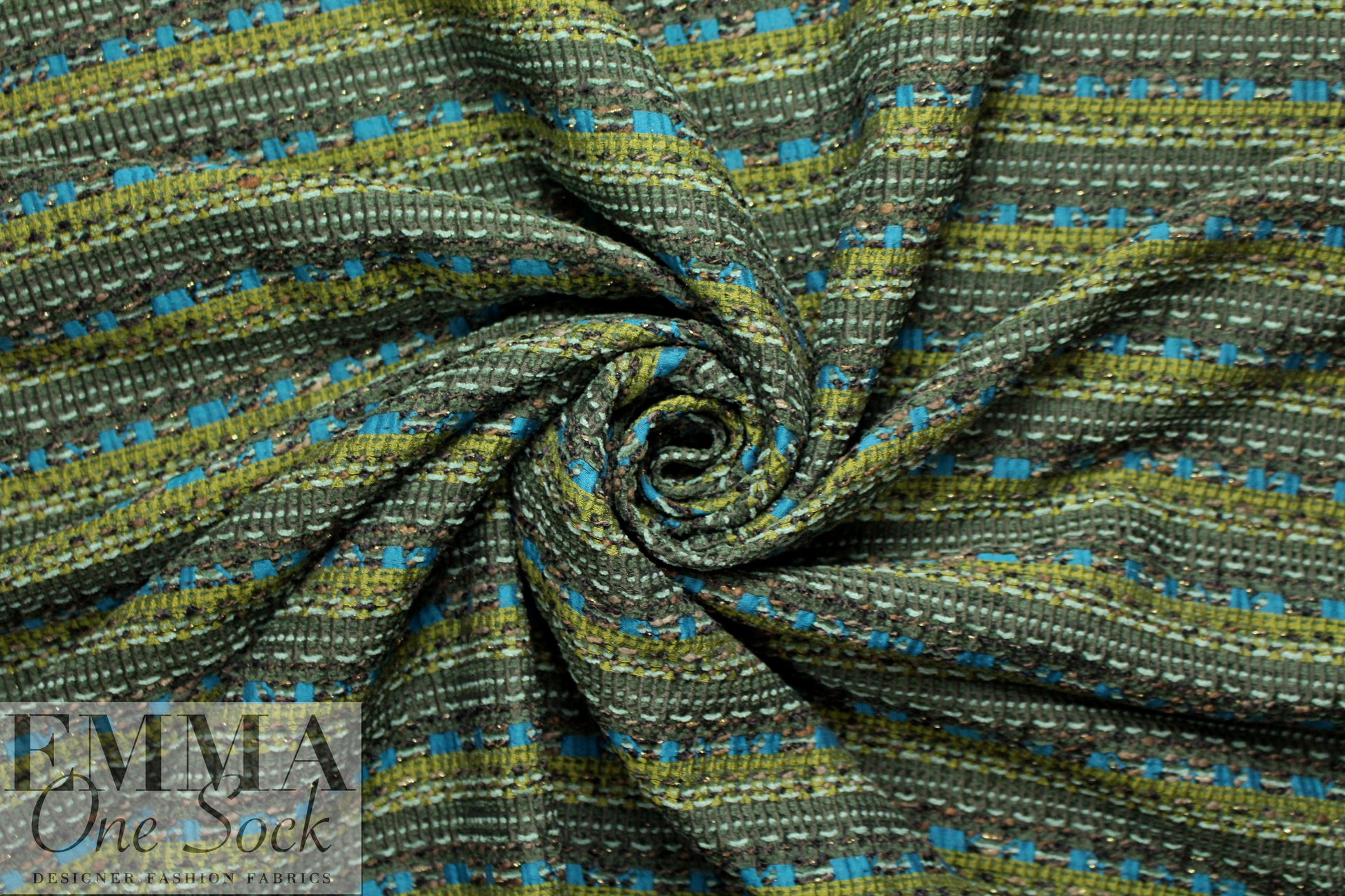 Italian fancy weave fern/teal boucle' suiting