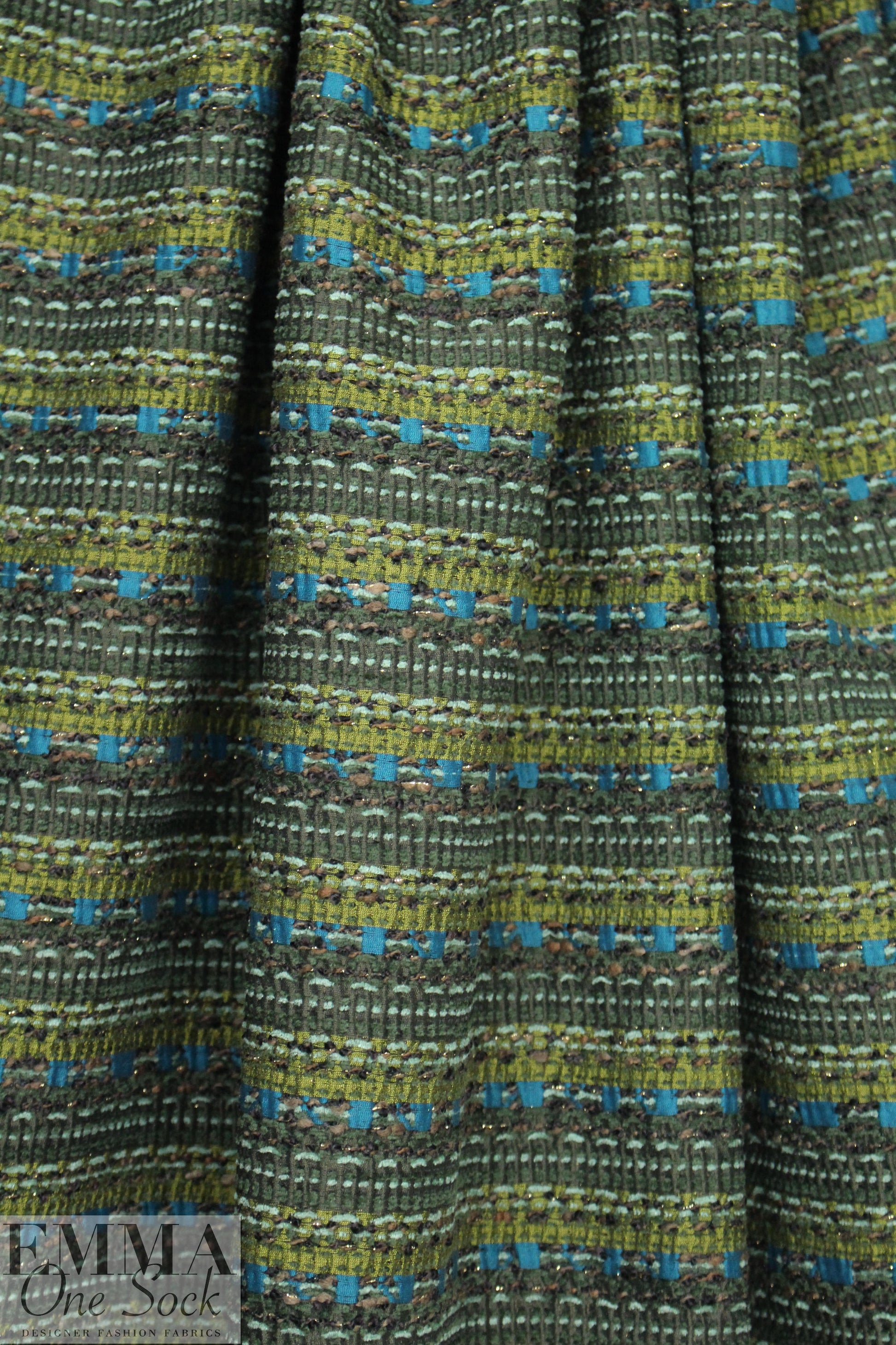 Italian fancy weave fern/teal boucle' suiting