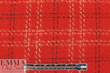 Italian textured wool/cotton plaid boucle' - red