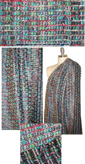 Lint0n silver/pink/jade fancy weave boucle'