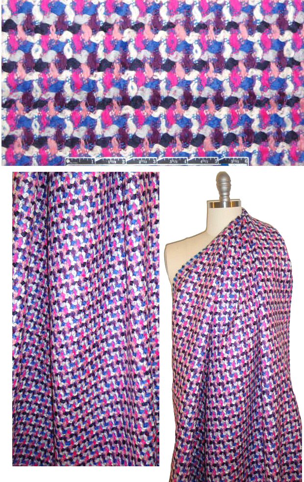 Italian pink/french blue textured wool boucle'