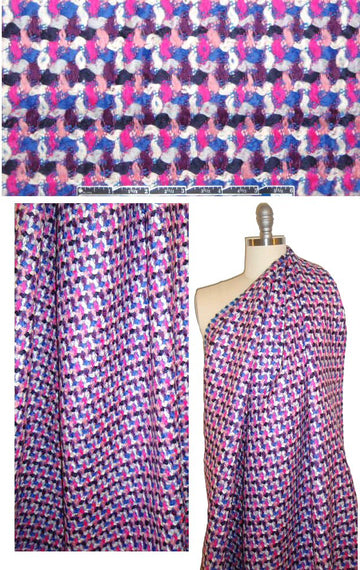 Italian pink/french blue textured wool boucle'