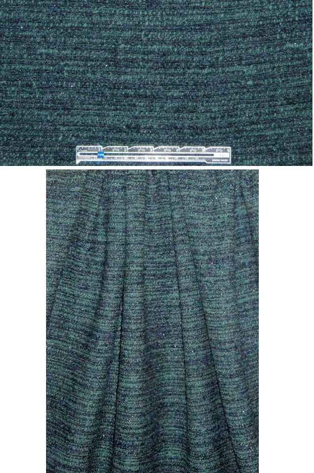 Italian teal/navy wool blend nubby boucle'