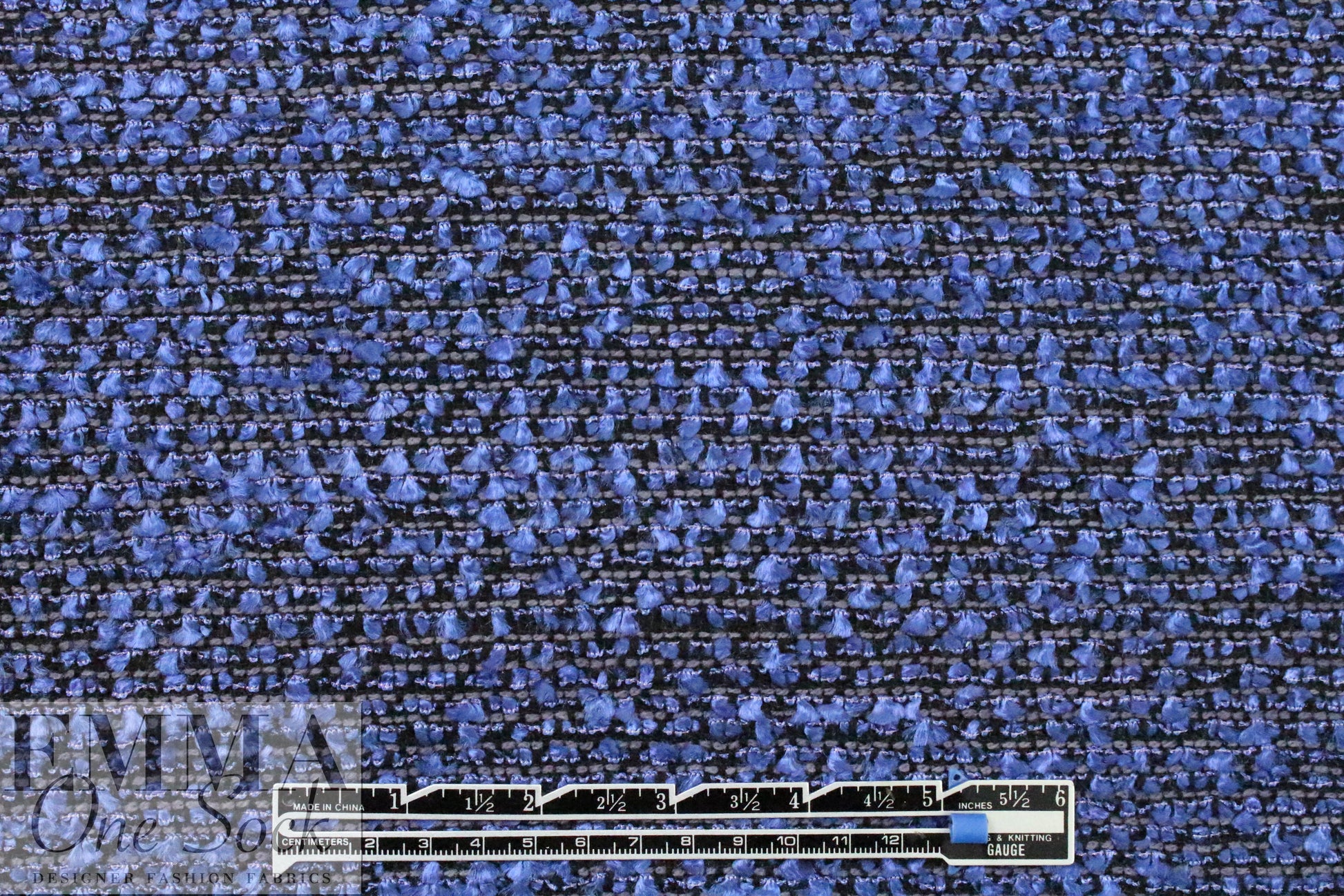 CA designer 'French tweed' viscose blend boucle' - sapphire