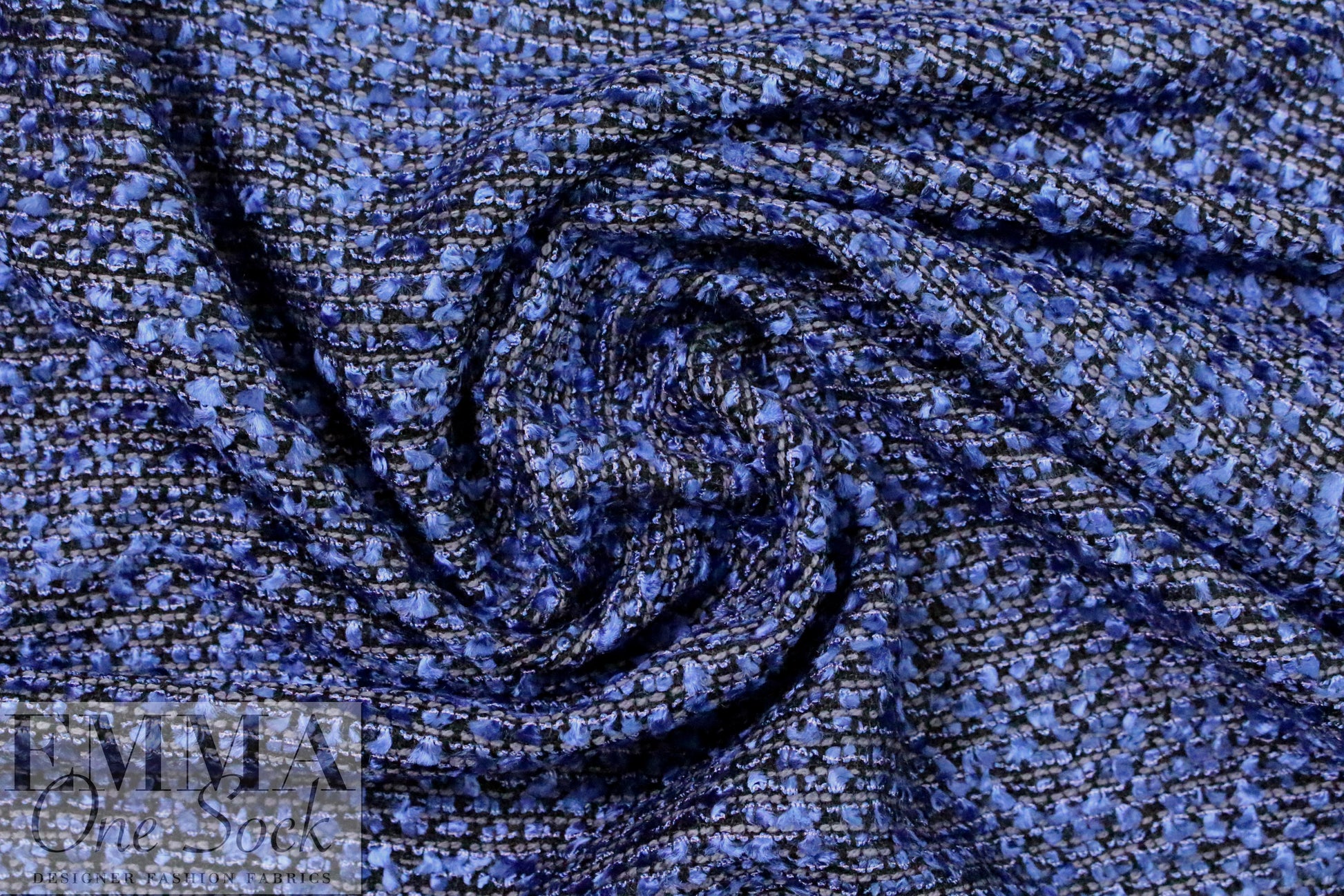 CA designer 'French tweed' viscose blend boucle' - sapphire